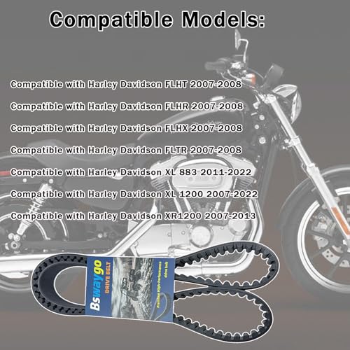 Image of Rear Drive Belt 137T 1 inch Aramid Belt Compatible with Harley Davidson Sportster XL883 XL1200 XR1200 2007-2022, FLHT /R /X FLTR 2007-2008, Replace 40024-07 40591-07 1204-0061