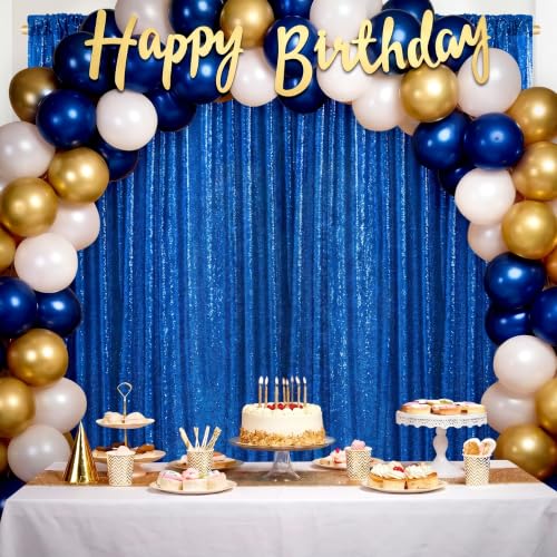 Image of 4th of July Party Decorations,1 Panel 3FTx8FT Navy Blue Sequin Backdrop Curtains, Glitter Party Decorations Background Drapes for Birthday Party Graduation Photo Booth Decor