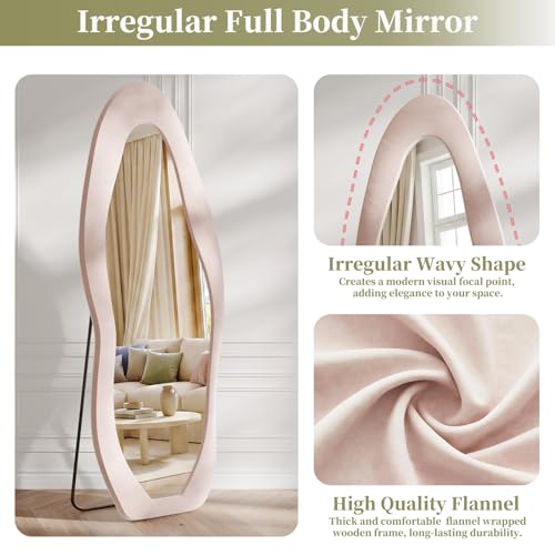 Image of Koonmi Pink Mirror Full Length 71 inchx30 inch, Wavy Full Body Mirror