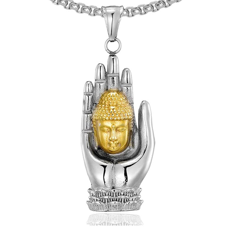 Fashion Gold Buddha Pendant Stainless Steel Hand Necklace,22inches Link Chain