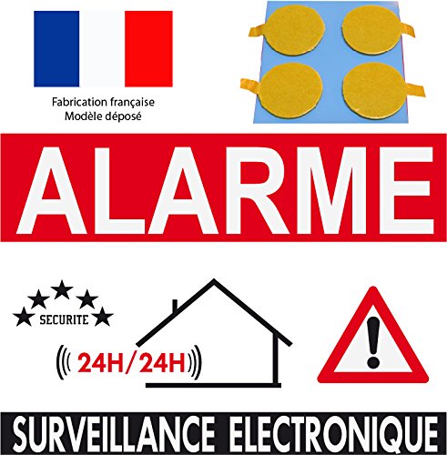 Panneau de dissuasion alarme surveillance électronique 150x100mm (pastilles double face offerte)