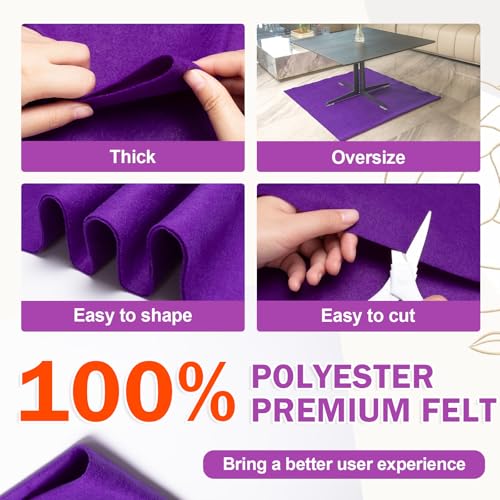 Image of XSEINO Purple Large Felt Fabric 36 inch X 36 inch(1 Square Yard), 1.4 mm Thick Soft Felt Fabric Sheet for Crafts, Purple Series Colors Soft Nonwoven Fabric, Fit for Decoration, Sewing, DIY Crafts