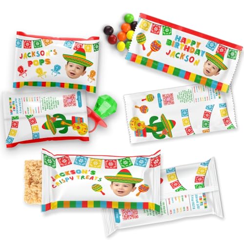 Personalized Fiests Candy Wrapper Party Favors For Cinco De Mayo Mexican Themed First Fiesta Taco Twosday Three Esta Birthday Decorations Designed With Photo Colorful Maracas Sombrero Hat Cactus