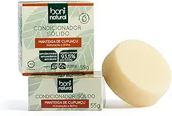 BONI NATURAL Condicionador Sólido Vegano com Manteiga de Cupuaçu Cupuaçu para Hidratação e Brilho, Sem Silicones, Sem Sulfatos, Sem Parabenos, Verde