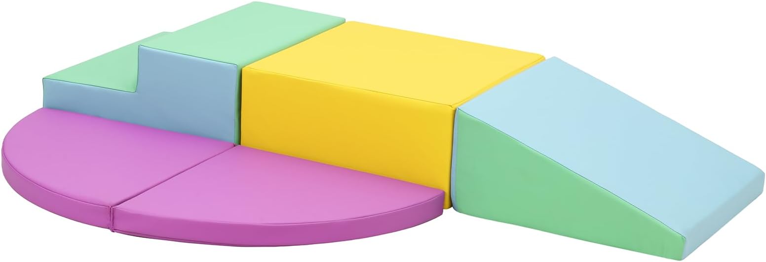 Soft Climbing Indoor Set, Foam Climbing Blocks for Toddlers and Preschoolers - Climbing, Crawling and Sliding Activity Play Set, 6PCS