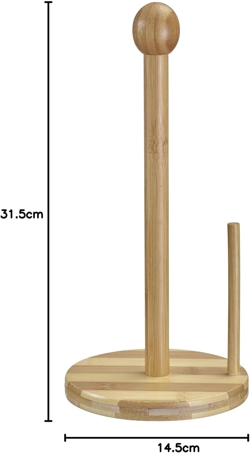 Westmark Kitchen Roll Holder - Robust Holder for Kitchen Paper, Standing Dispenser with Tear-Off Aid for All Standard Kitchen Rolls, Sturdy Base - Bamboo