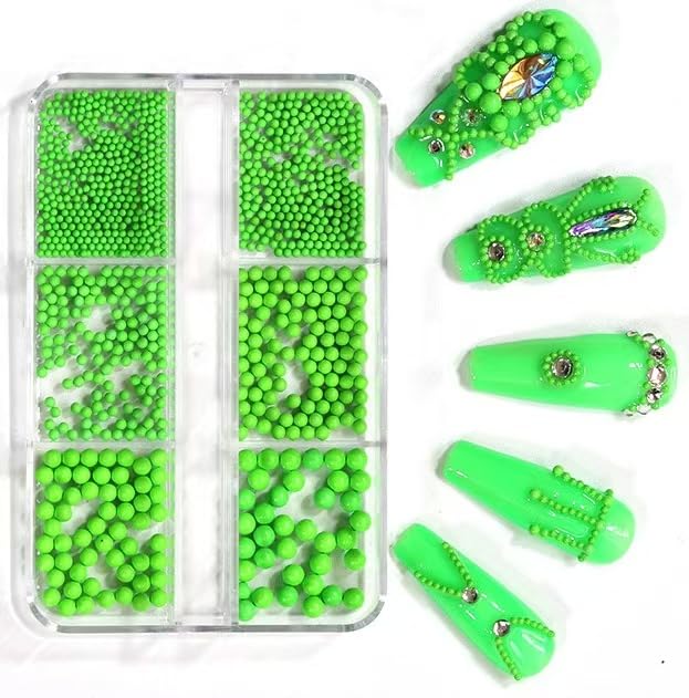 Chunmeng 3D Macaroon Caviar Nail Accessories Summer Macaron Candy Sweet Colors Nail Art Metal Mini Nail Ball Beads Nail Studs DIY Decorations Accessories Nail Charm (Green)