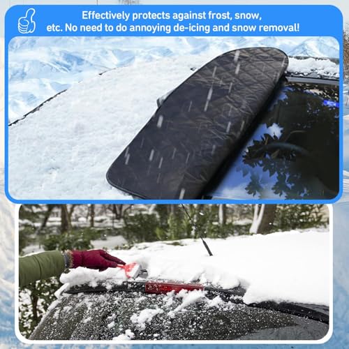 Image of HUBTURE Universal Windshield Sunshade Car Cover with Mirror Protection - 4 Layer Front Window Sunshade, Snow Frost Ice Rain UV Shield, Waterproof Car Interior Protector for Most Cars