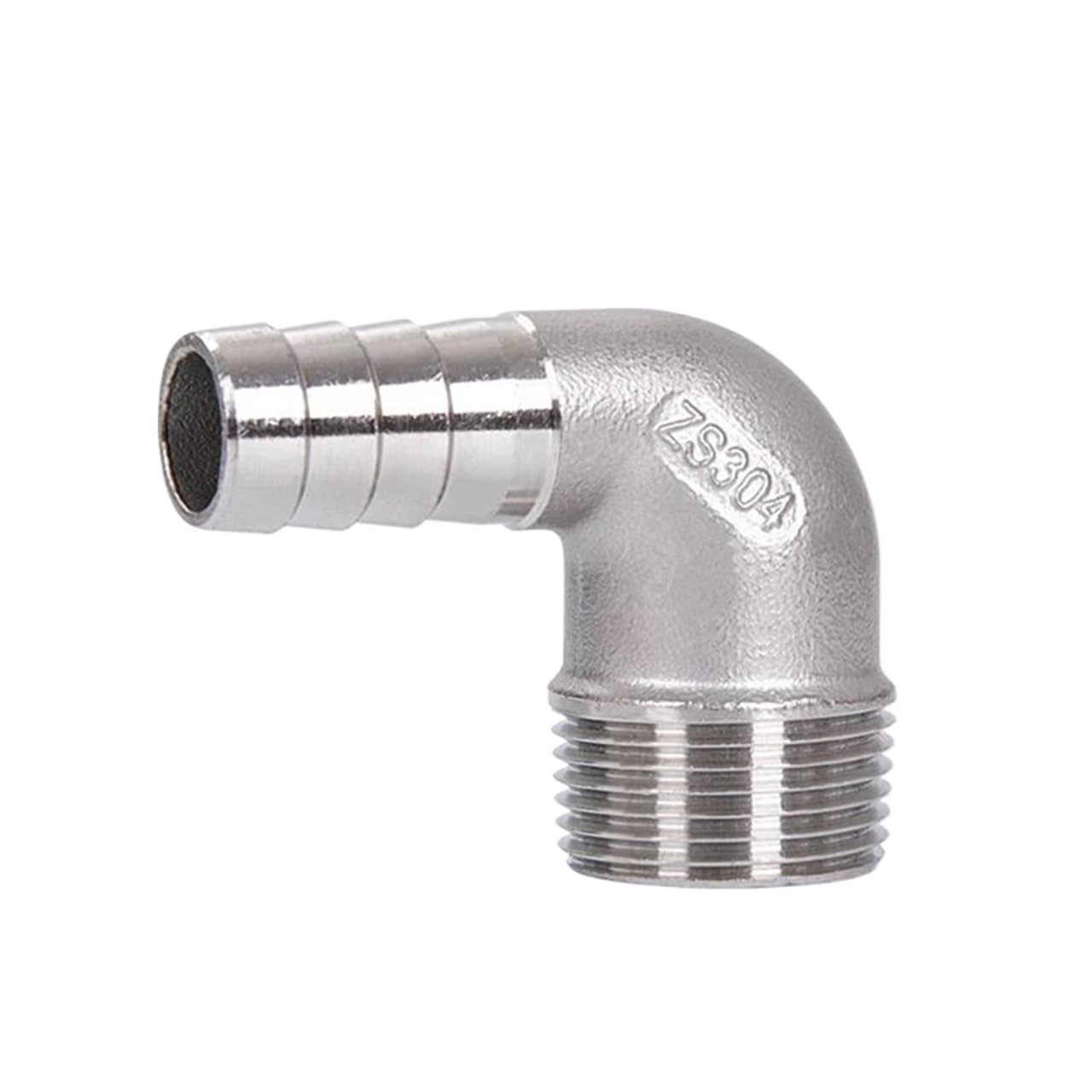 RUAJOGYNVM 1/2'' Male Thread x Hose Tail 304 Stainless Steel Elbow Water Pipe Fitting SS304 Reducer Joint Connector(16mm) RUAJOGYNVM