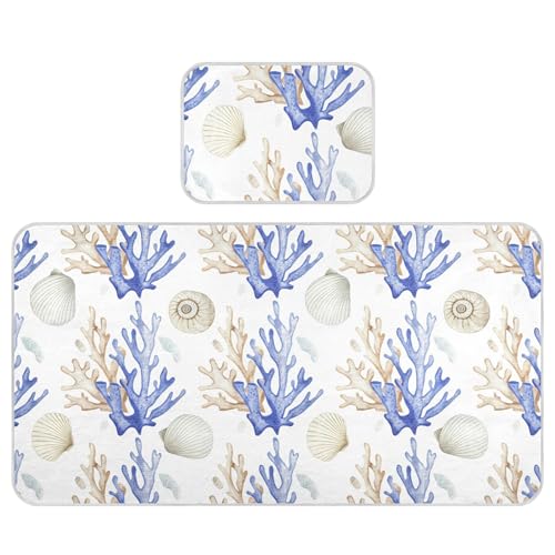 Takiito Watercolor Seashells Baby Cooling Mattress Pad, Soft & Breathable Cooling Mat Keep Baby Cool in Summer 28x52 in, Nursery Essential