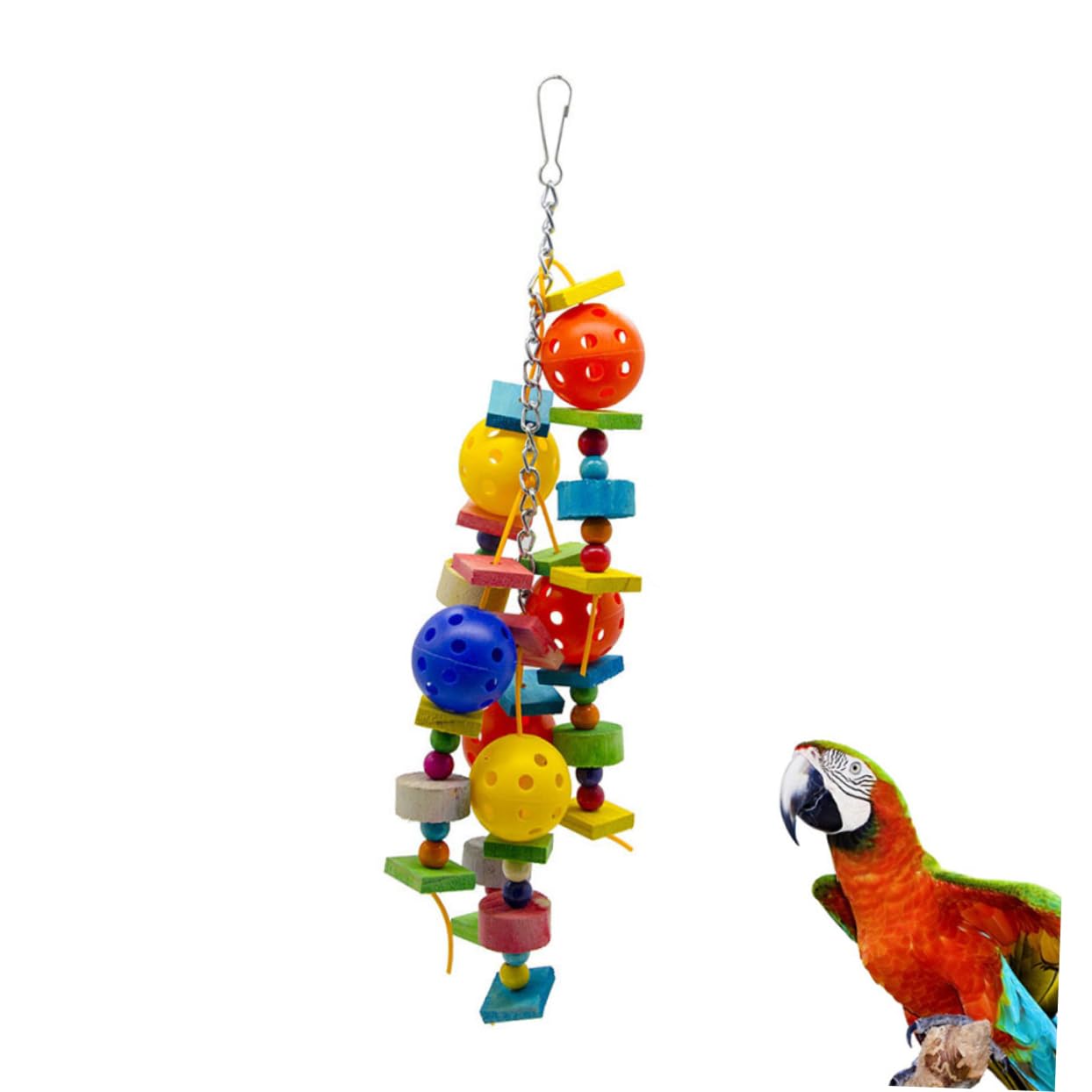 DOITOOL 3pezzi Giocattolo Educativo Per Pappagalli Ciondolo Legno e Plastica Con Sfere Hollow Gioco Appeso Per Uccelli Stimola Attività e Divertimento