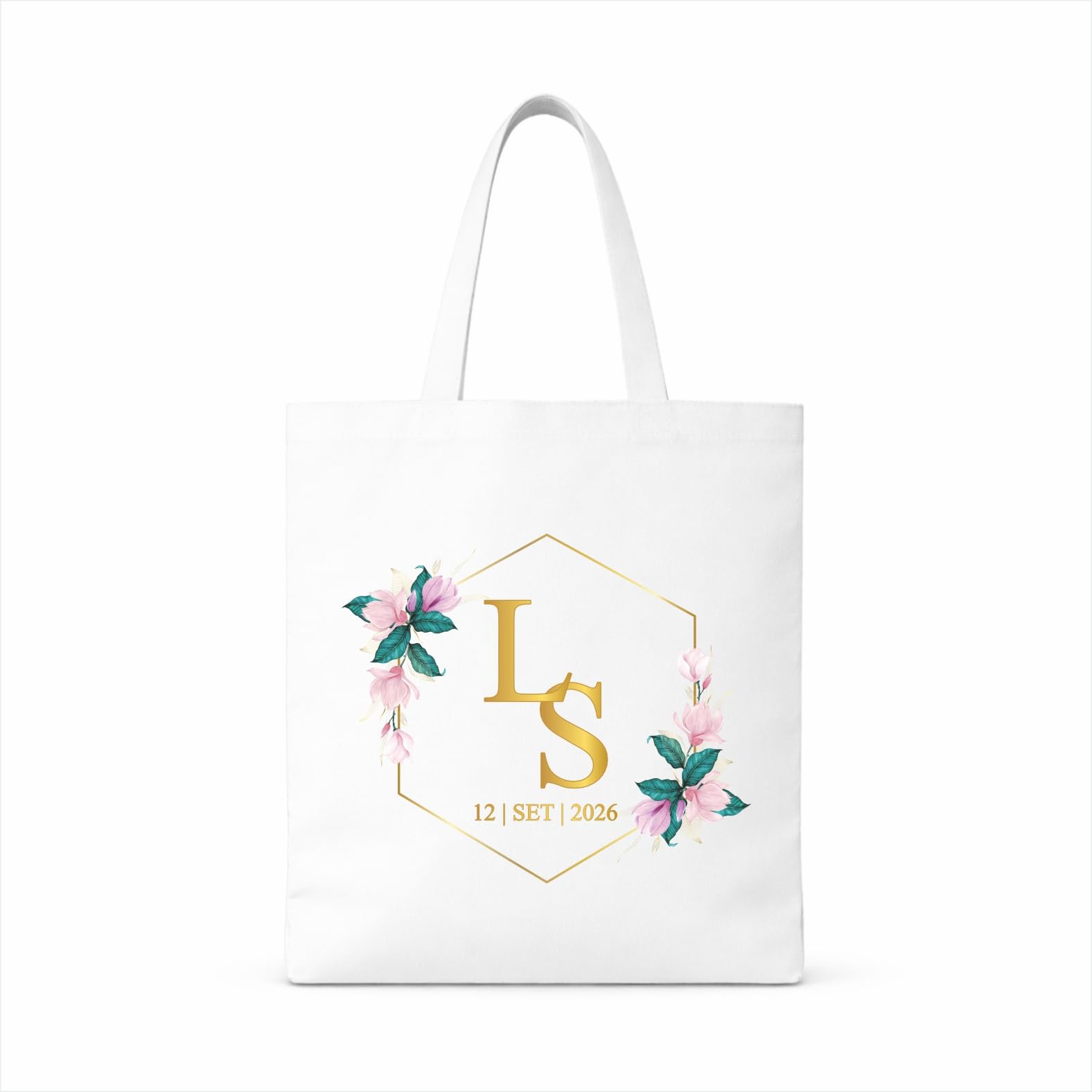 Set 10 Pezzi Borse 36x40cm in TNT Personalizzate Matrimonio, Shopper con Nomi o Iniziali Sposi, Wedding Bag Invitati
