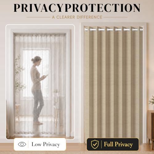 Image of AJAZZ Blackout Accordion Doors Interior with Curtain Rods Adjustable 28-39 inch Long, Invisible Folding Door Magnetic Door Curtain for Bedroom Living Room Doorway Curtain Set, 1 Pack, W42 x L80 in, Brown
