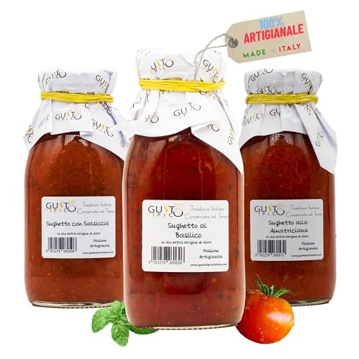 Sugo Pronto Artigianale da 250 ml - Tris di 3 Sughi - Amatriciana - Basilico - Salsiccia - In Olio Extra Vergine di Oliva - Pronti Solo da Scaldare