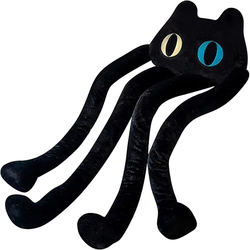 Almohada larga de felpa de gato de 39 pulgadas, lindo gato negro de peluche Kawaii, juguetes de peluche grandes, regalo para novia y niños