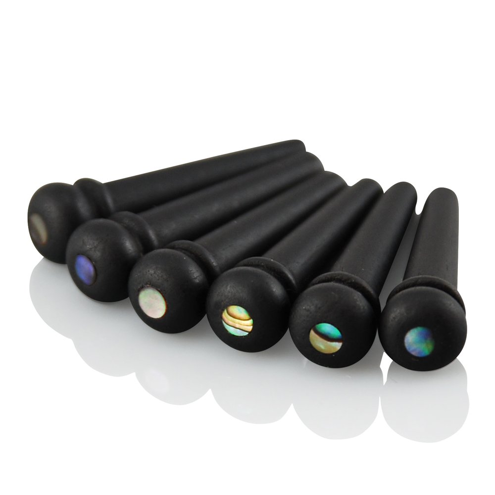 VANSON High Quality Ebony & Abalone Bridge Pins for Acoustic Guitars/String Pegs (Un-Slotted)