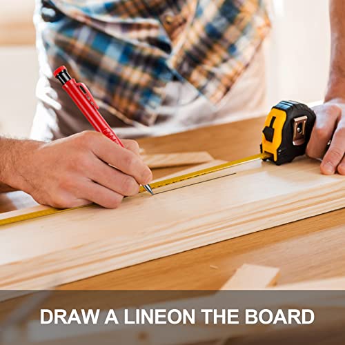 flintronic Baustellenstift, 3 Stück Tieflochmarker mit 15 Bleistiftsminen (Rot Gelb Schwarz) und 1 Radiergummi, Druckbleistiftli, Baustifte Solides, Baustellen Stift Bleistiftspitzer für Zimmermann