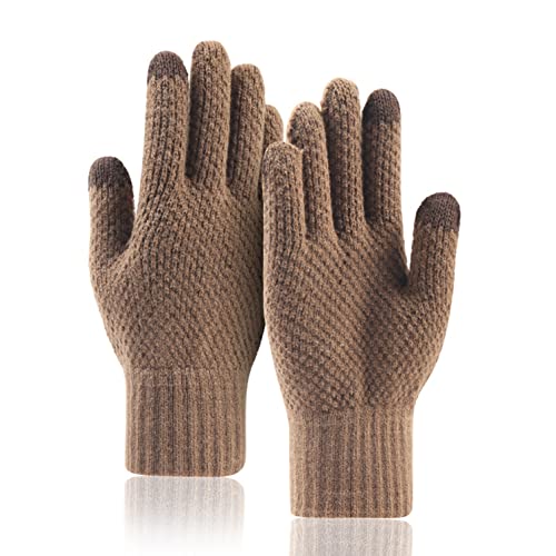 Thermohandz - Guantes térmicos de invierno, resistentes al viento, guantes de invierno para hombre, con pantalla táctil, guantes de conducción para trabajo, ciclismo, correr, equitación, color café,