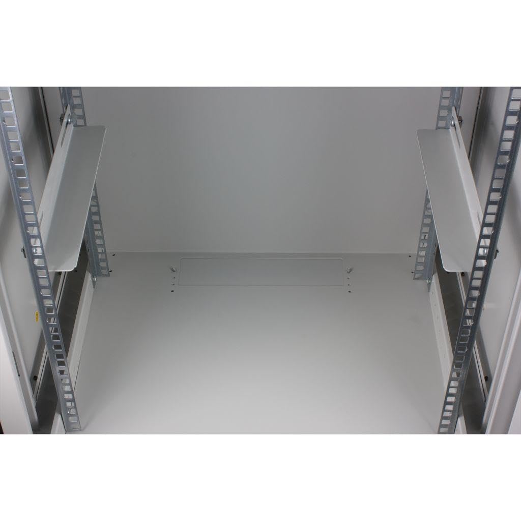 Rockstable 9HE Netzwerkschrank, Serverschrank - 19 Zoll Wandmontage - (BxTxH) 600x440x503mm mit Glastür - Weiß - Abschließbar - Vormontiert - Traglast 60kg