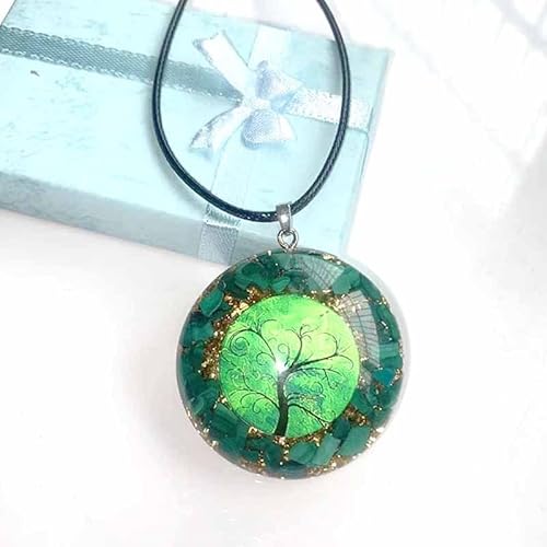 UGHen 1 pc Orgone Pendentif À La Main Orgonite Pendentif Collier Malachite Cristal Quartz EMF Protection Guérison Bijoux Cadeau Chakra Pendentif Cover
