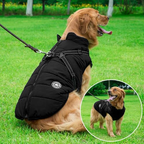 Aiboria Hundemantel für den Hundejacken Winddicht Fleece Wintermantel Kleine Hundeweste Winter Warme Hunde Jacke Gepolsterte Haustier Schwarz S