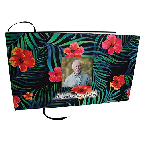 Image of COMMEMORATIVE CREMATION URNS Tropical Photo Funeral Guest Book for Memorial Service and Celebration of Life Guest Book for Memorial Service - Beautiful & Vibrant Sign in Book for Funeral