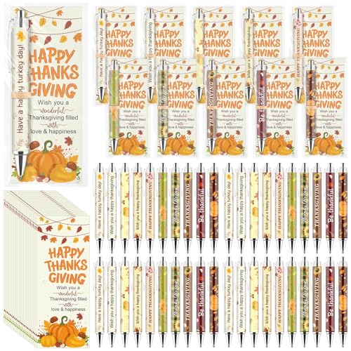 60 Sets Thanksgiving Gifts Fall Pens Bulk Autumn Ballpoint Pen Pumpkin...
