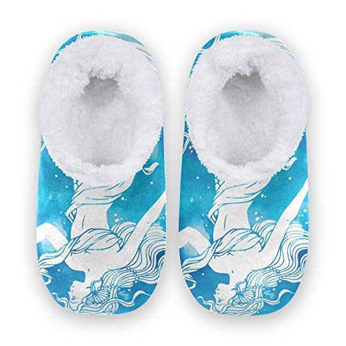 TropicalLife JNlover - Pantuflas para casa con diseño de sirena y estrella de mar, con parte...