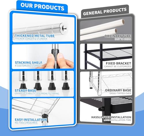 Image of Simple Deluxe 1-Tier Shelving Unit, 15 inch W x 15 inch D x 13.8 inch H Wire Metal Storage Rack, Chrome