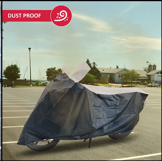 Image of All Weather Protection Scooty Bike Cover for CB Shine Large - Anti UV - Dustproof - Polyester Top of The Line Scooty Cover Black Silver