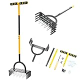 QRANSEUYXY 2-in-1 Rasenlüfter,Aerifizierer für Rasen,Manuell Rasenbelüfter mit 16 Eisenspikes,Heavy Duty Handvertikutierer Rasen Belüften für Verdichtete Böden,Bodenbelüftung,Rasenpflege-98CM