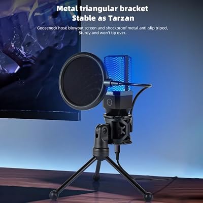 Coverzone Computer RGB Microphone 20-20kHz Professional Podcast Microphone Kit Plug and Play USB Wired Pc Vlog Youtuber Kick Live Broadcast X1R For Laptop