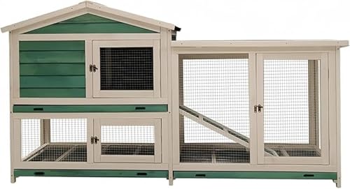 Rutexc木製大型 2 段鶏小屋 4-6 羽鶏収容対応 家禽ケージ兼用 ウサギ・ハムスター・リス・小型犬猫対応 屋外設置向き 通気性 耐久性 家庭用ペットケージ