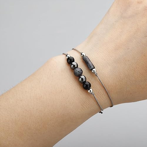 Miniatura 3 de Ronglry Pulsera de cristal para mujeres y hombres, piedras curativas espirituales, pulsera de gemas de amatista para aliviar la ansiedad, joyería de