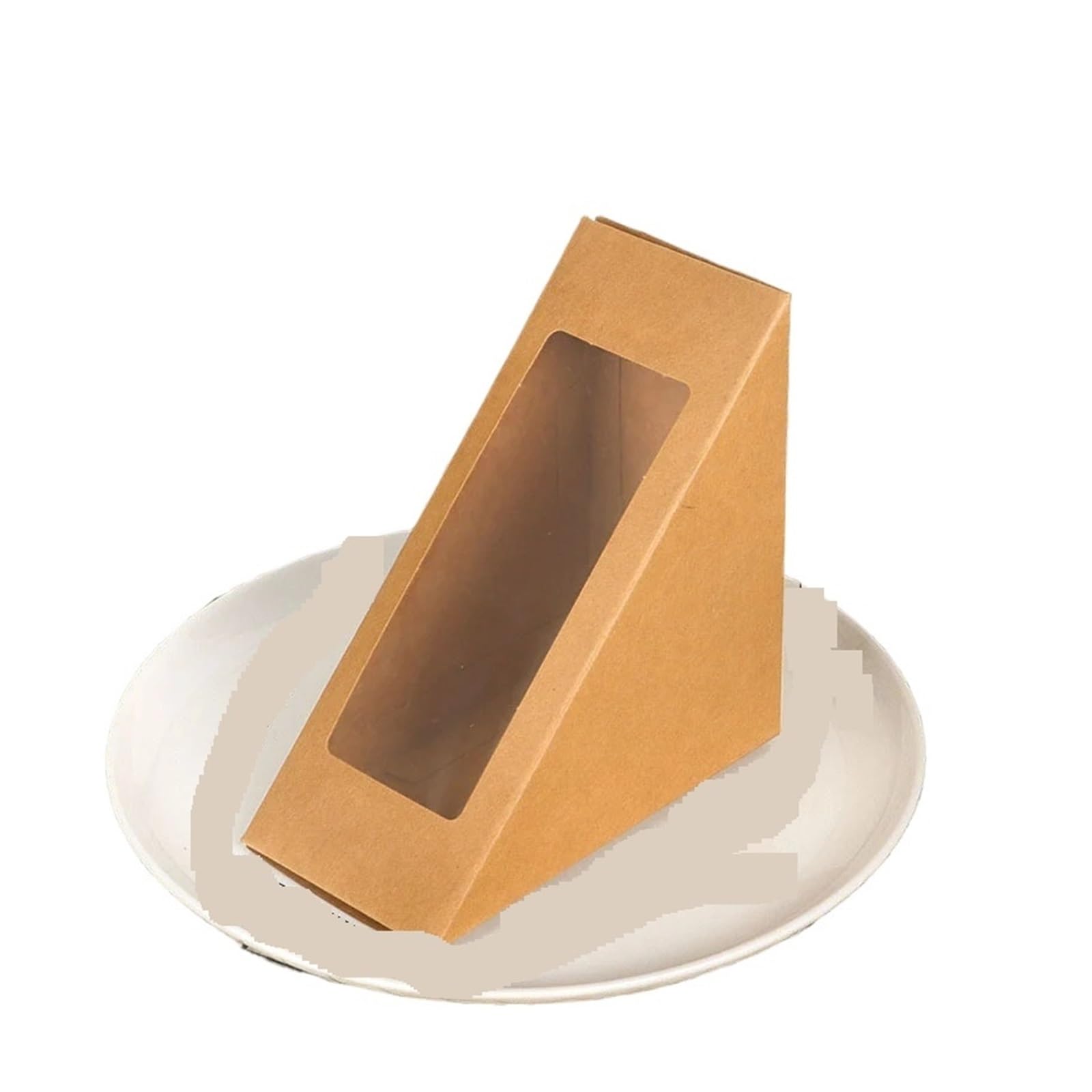 Caja Para Tartas Cajas individuales de papel kraft for sándwiches con ventana, ideales for embutidos y sushi en panaderías, rebanadas pastel o restaurantes(Color 4,100pcs)