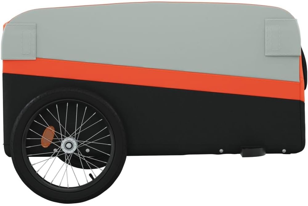 Heavy Duty Bike Cargo Trailer with Safety Flag, 99.2 lb Load Capacity Iron Bicycle Cart for Groceries, Luggage, and Plants, Black and Orange