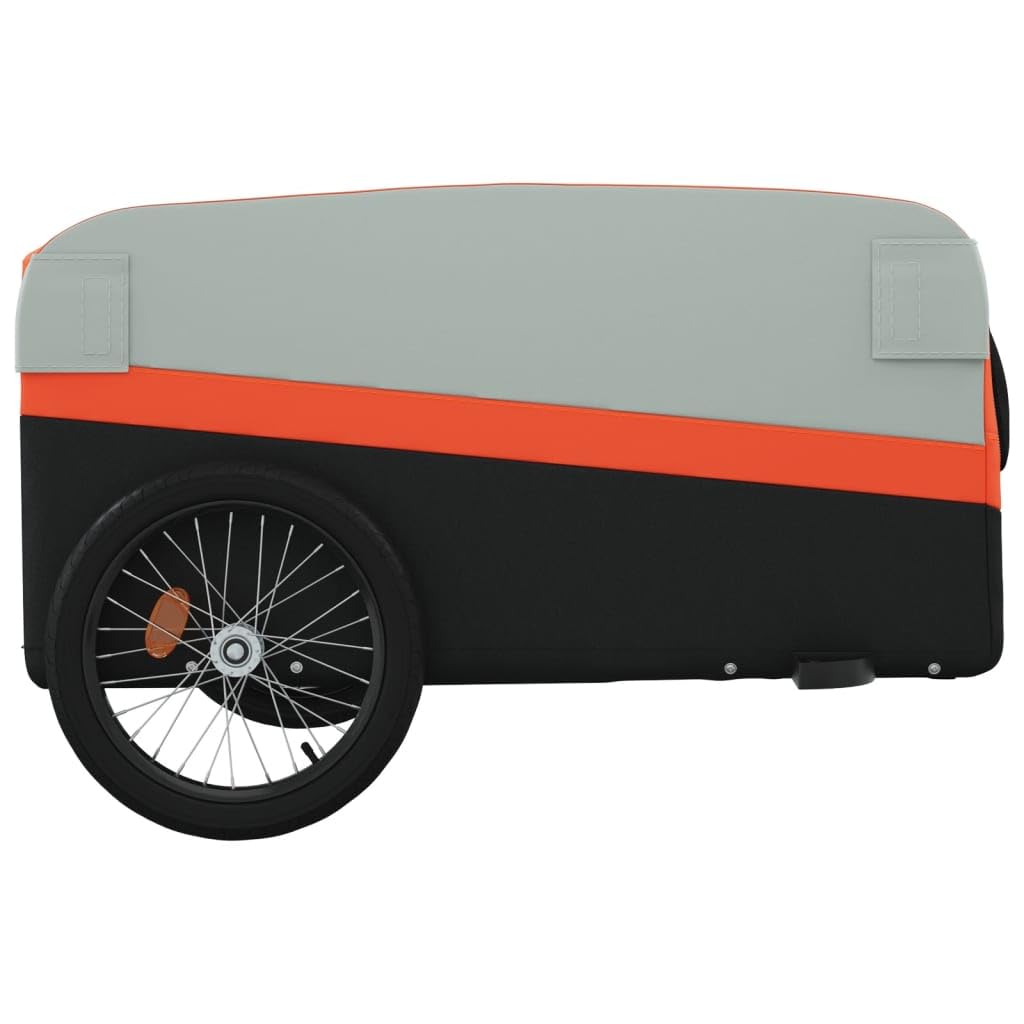 Remolque de bicicleta negro y rojo de hierro con capacidad de carga x 52,5 x 42, barra de tiro, bandera de seguridad para transportar equipaje, carga, perro, niño, camping, vida cotidiana