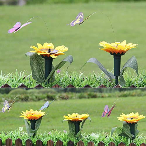 Liuqingwind 1846512-GARDENDECOR Decorative Garden Butterfly Stakes Solar Powered Flying Butterfly Bird Sunflower Yard Garden Stake Ornament Decor thumb #3
