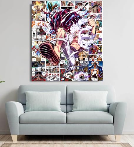 Image of Moment Prints Luffy Colored Manga Collage Poster Set - Set of 20, 210 mm x 297 mm, 300 GSM Paper, One Piece Posters, Monkey D. Luffy Poster (Luffy Manga) - Glue Dots Included, Cardstock