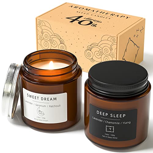 40th Birthday Gifts for Women, BOYUJK Sleep Candles Gifts for Women, Lavender Scented Candles Gift Set for Anxiety, Lavender Promotes Sleep, Chamomile Relieves Stress, Relaxation Gifts for Women