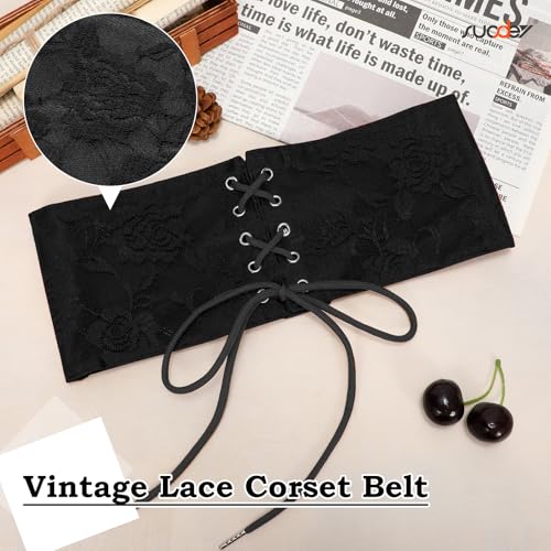 SUOSDEY Corset Belt for Women, Lace Wide Waist Belt for Dress Cinch Belt4