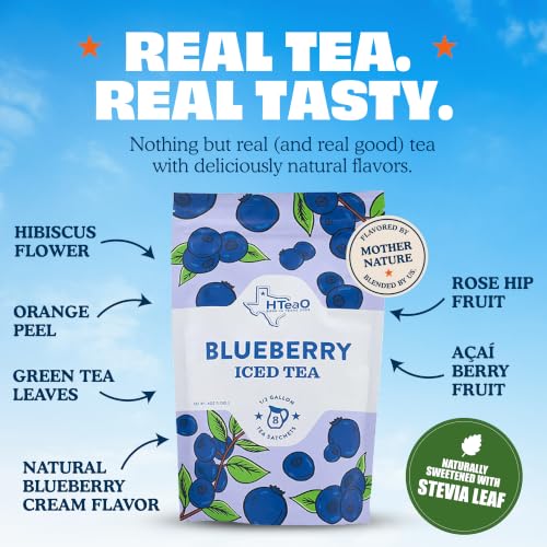 Image of HTeaO Iced Tea Bags - Makes 4 Gallons - Texas Style - Green Tea (Blueberry)