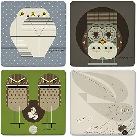 Charley Harper Owl Pals Absorbent Stone Coaster Set Cover
