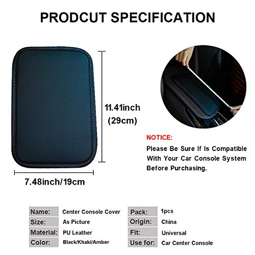 image for LKXHarleya Car Center Console Cover, Universal Car Armrest Cover, PU L