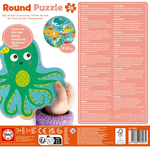 Educa - Round Puzzle Sotto il Mare. Puzzle Rotondo...