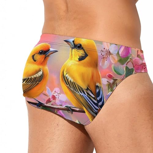 Orioles Birds Flowers Mens Swim Briefs Sexy Bikini Swimwear Bathing Suits Trunks3