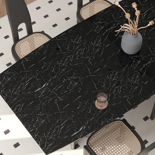 Image of VEELIKE Glossy Black Marble Contact Paper for Countertops Waterproof Peel and Stick Countertops Contact Paper 15.7''x118'' Self Adhesive Vinyl Marble Wallpaper for Kitchen Bathroom Counter Top Covers