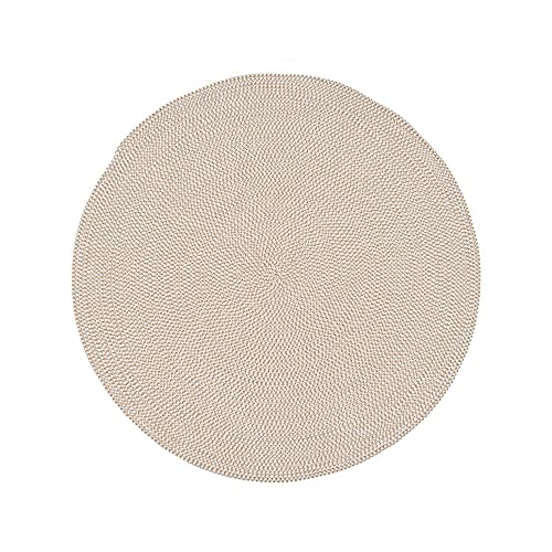 LOLAhome Alfombra Redonda Trenzada de Cuerda Blanca y Natural de Ø 90 cm