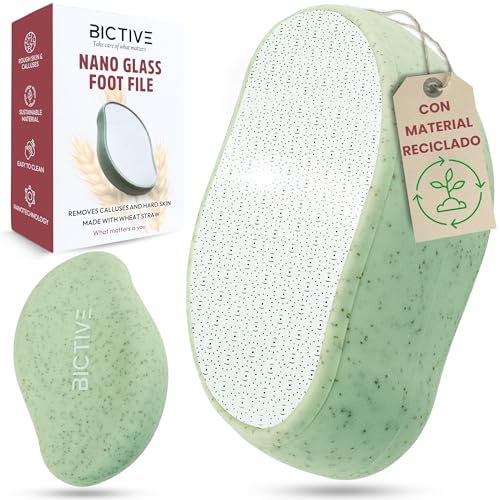 BICTIVE Lima para Pies con Nano Cristal. Lima Durezas de Pies, Callos y Talones Agrietados. Raspador Suave Fabricado con Partículas de Paja. Para Quitar Durezas de los Talones de forma Eficaz.