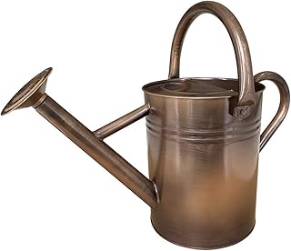 SunnyTong Galvanized Steel Watering Can MetalÂ Watering Can for Outdoor Plants with Copper Accents, 1 Gallon, Copper